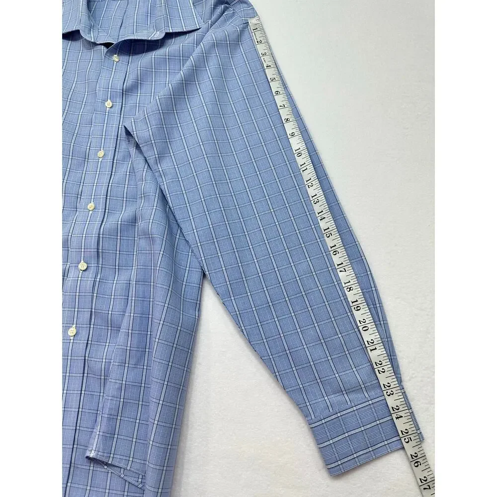 Brooks Brothers Blue Plaid Supima Cotton Dress Shirt Men’s 17 34/35 Non-Iron